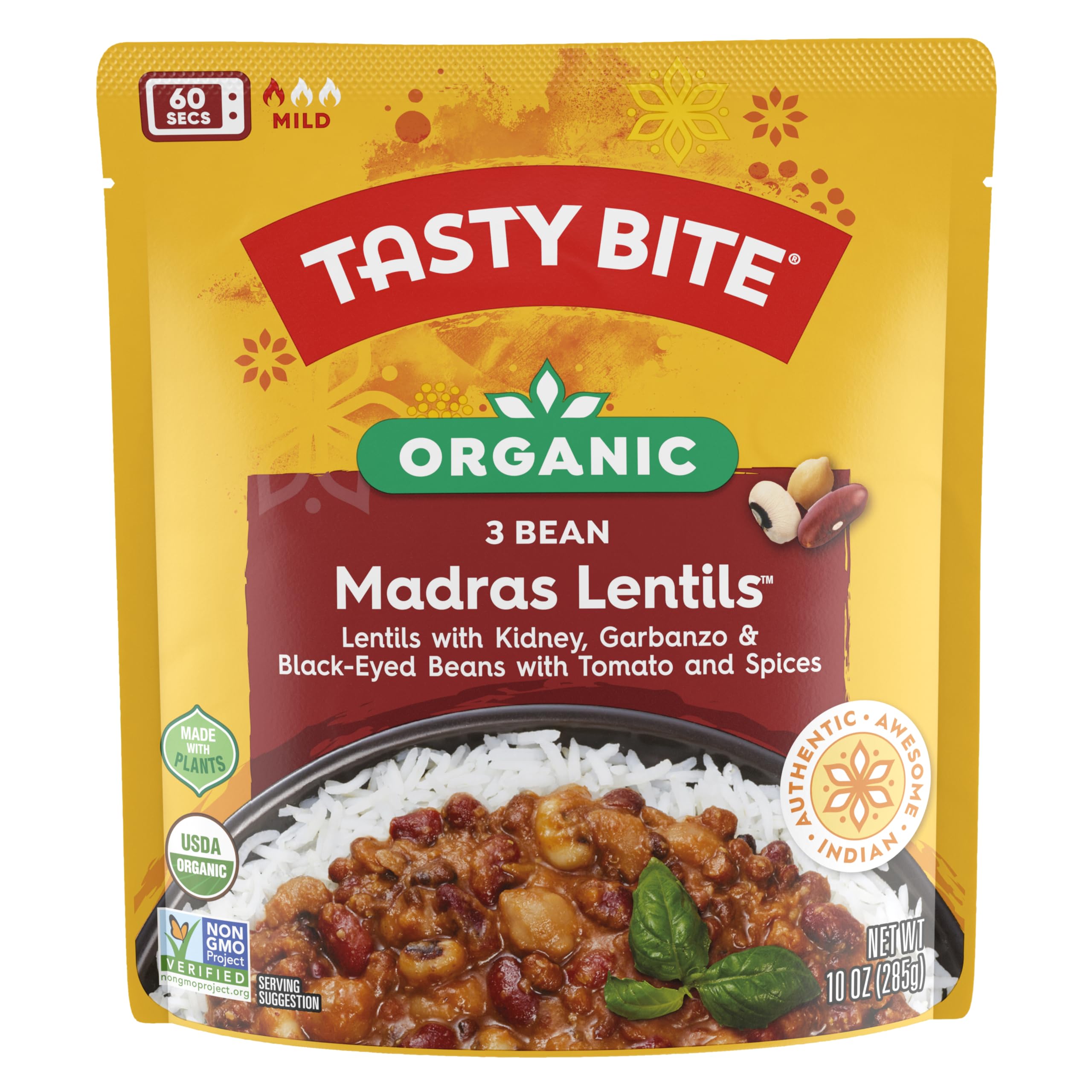 Product image of TASTY BITE Organic Three Bean Madras Lentils 10 oz 10 oz